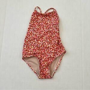 Tea Collection Kids Girls Pink Orange Floral One Piece Swimsuit Size 5